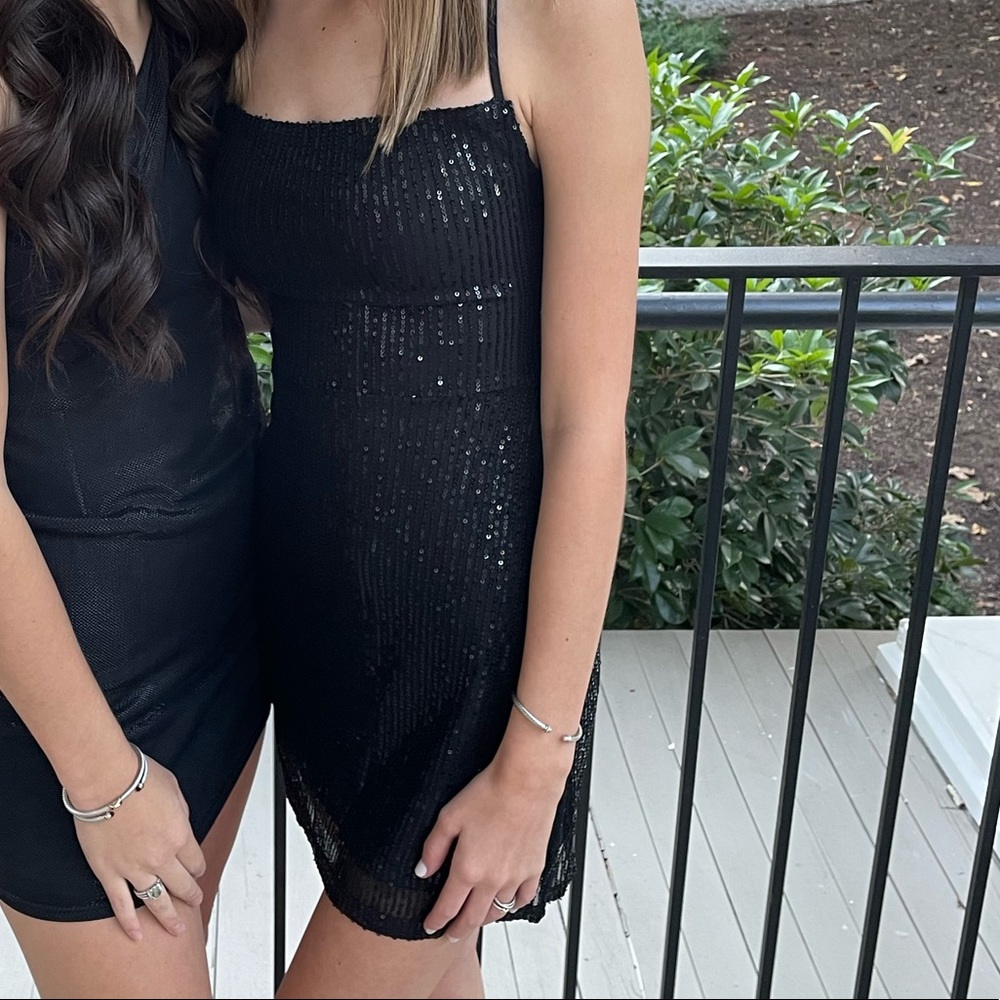 Black sequin mini dress